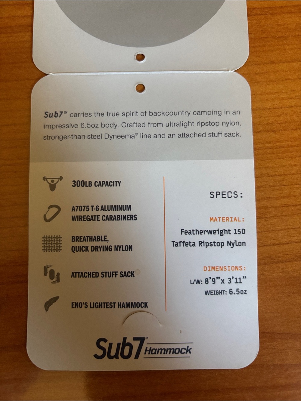 Sub7 Hammock Packable Hammock - Black - Picture 2 of 3